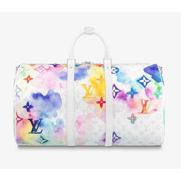 Louis Vuitton Keepall Bandouliere 50 Watercolor Multicolor Weekend Travel Bag - Picture 9 of 12